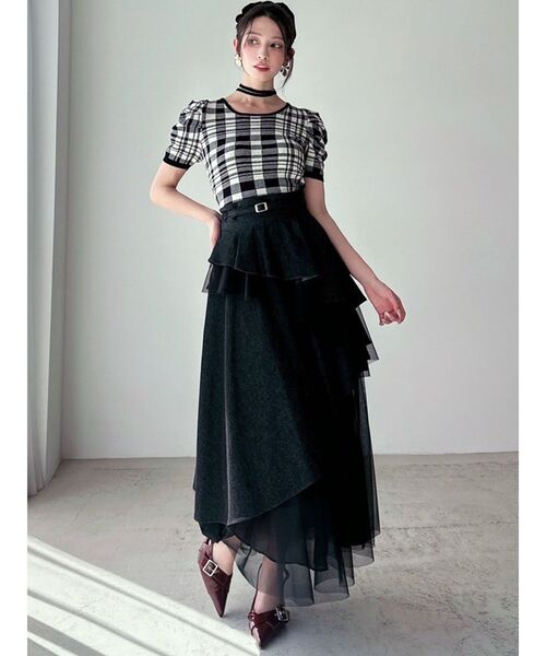 RESEXXY（リゼクシー）の「【WEB限定】チュールドッキングフレアスカート（スカート・レディース・ブラック/インディゴブルー/ホワイト・FREE）」の6枚目の写真