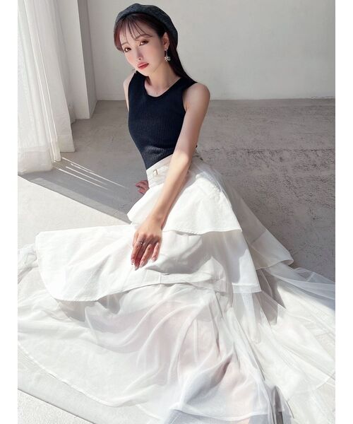 RESEXXY（リゼクシー）の「【WEB限定】チュールドッキングフレアスカート（スカート・レディース・ブラック/インディゴブルー/ホワイト・FREE）」の12枚目の写真