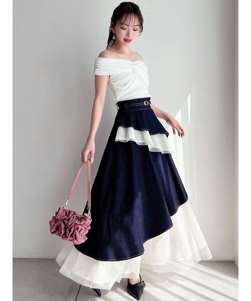 RESEXXY（リゼクシー）の「【WEB限定】チュールドッキングフレアスカート（スカート・レディース・ブラック/インディゴブルー/ホワイト・FREE）」の13枚目の写真