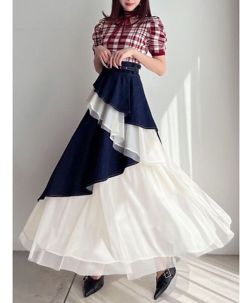 RESEXXY（リゼクシー）の「【WEB限定】チュールドッキングフレアスカート（スカート・レディース・ブラック/インディゴブルー/ホワイト・FREE）」の21枚目の写真