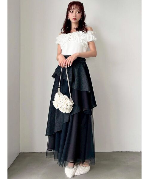 RESEXXY（リゼクシー）の「【WEB限定】チュールドッキングフレアスカート（スカート・レディース・ブラック/インディゴブルー/ホワイト・FREE）」の22枚目の写真