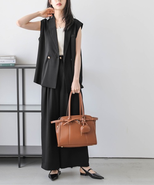 Lajour（ラジュール）の「【日本製】ジレ×ワイドパンツセットアップ