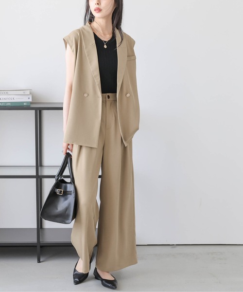日本製】ジレ×ワイドパンツセットアップ（セットアップ