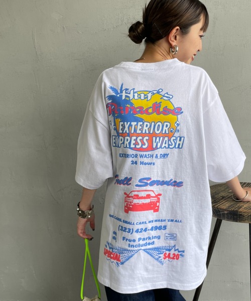 売切れ前に HUF CLUB TEE バックにプリントアートワーク◎ HUF/ハフ] FULL SERVICE バックプリント ショートスリーブT