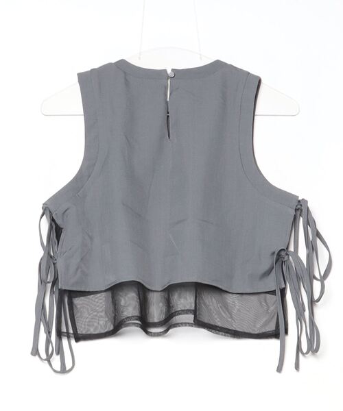 VACANCY（ヴァカンシー）の「サイドリボンシアー配色タンクブラウス/SETUP（シャツ/ブラウス・レディース・ブラック/グレー・FREE）」の3枚目の写真