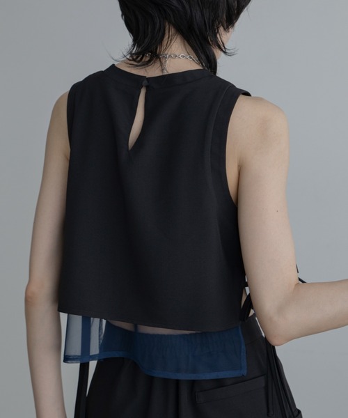 VACANCY（ヴァカンシー）の「サイドリボンシアー配色タンクブラウス/SETUP（シャツ/ブラウス・レディース・ブラック/グレー・FREE）」の21枚目の写真