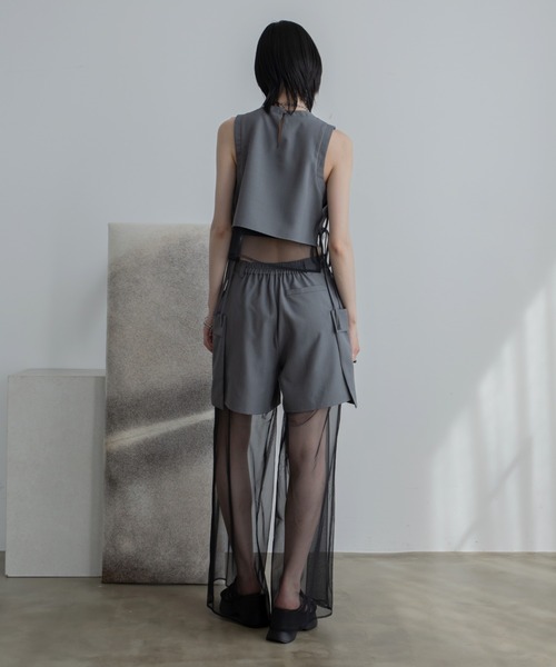 VACANCY（ヴァカンシー）の「サイドリボンシアー配色タンクブラウス/SETUP（シャツ/ブラウス・レディース・ブラック/グレー・FREE）」の4枚目の写真