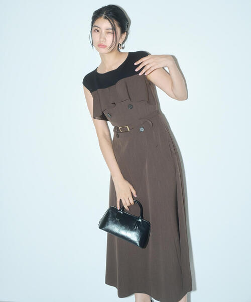 PROPORTION BODY DRESSING(プロポーションボディドレッシング)の「ニットドッキングレイヤード風ワンピース / 1215240703(ワンピース・レディース・カーキ/ブラウン・MEDIUM/P/S)」の4枚目の写真