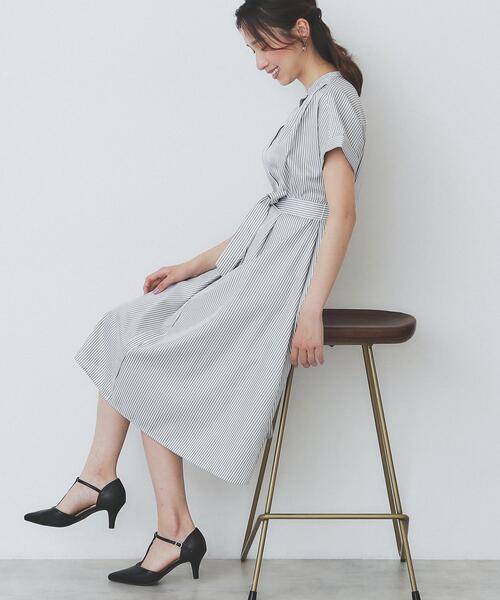 index（インデックス）の「《XS-LLサイズ》マルチストライプシャツワンピース【洗濯機洗い可/イージーアイロン/防シワ】（ワンピース・レディース・ブルー系7/アイボリー系2/ワイン系1・34/36/38/40/42）」の6枚目の写真