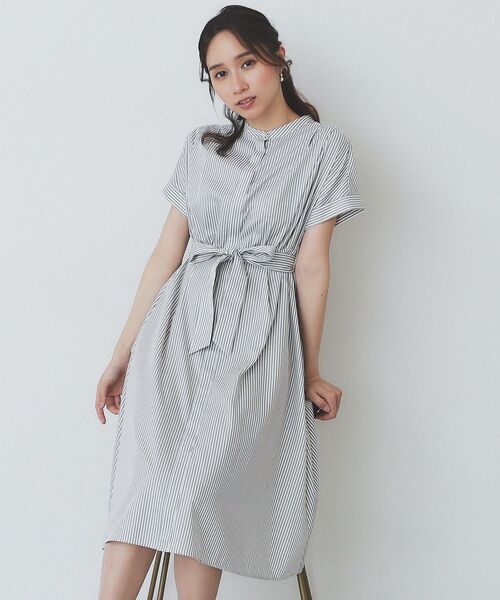 index（インデックス）の「《XS-LLサイズ》マルチストライプシャツワンピース【洗濯機洗い可/イージーアイロン/防シワ】（ワンピース・レディース・ブルー系7/アイボリー系2/ワイン系1・34/36/38/40/42）」の7枚目の写真