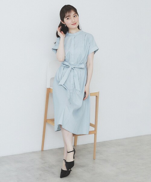 index（インデックス）の「《XS-LLサイズ》マルチストライプシャツワンピース【洗濯機洗い可/イージーアイロン/防シワ】（ワンピース・レディース・ブルー系7/アイボリー系2/ワイン系1・34/36/38/40/42）」の13枚目の写真