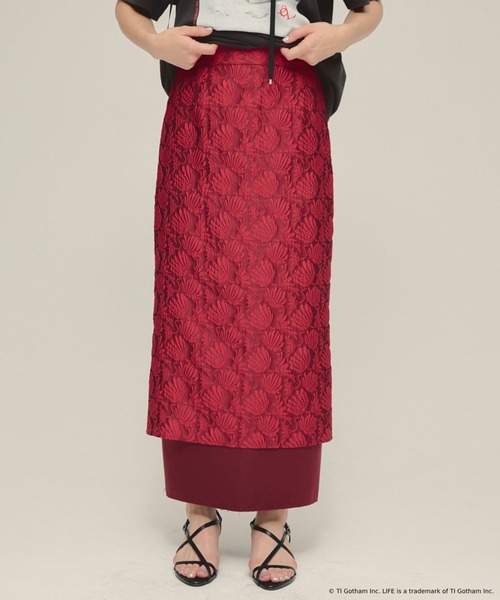 eL（エル）の「【eL】Jacquard I Line Skirt/575686（スカート・レディース・レッド系その他/ブルー系その他・FREE）」の2枚目の写真