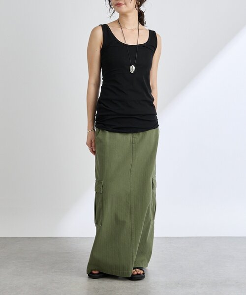 RIVE DROITE（リヴドロワ）の「MYSELFbyRD/LONG TANK SLIP（キャミソール・レディース・ベージュ/ブラック・FREE）」の9枚目の写真