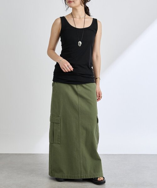 RIVE DROITE（リヴドロワ）の「MYSELFbyRD/LONG TANK SLIP（キャミソール・レディース・ベージュ/ブラック・FREE）」の8枚目の写真