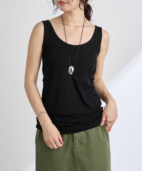 RIVE DROITE（リヴドロワ）の「MYSELFbyRD/LONG TANK SLIP（キャミソール・レディース・ベージュ/ブラック・FREE）」の5枚目の写真