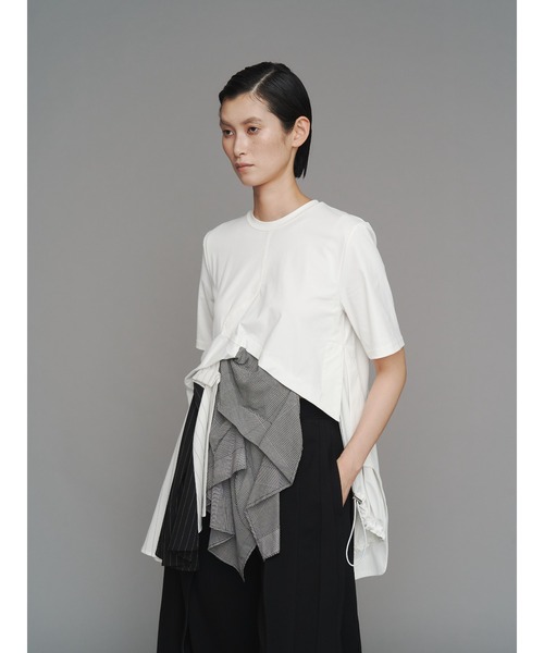 UN3D.（アンスリード）の「PATTERN MIX T-SH / パターンミックスTシャツ（Tシャツ/カットソー・レディース・ホワイト/ブラック・36/38）」の11枚目の写真