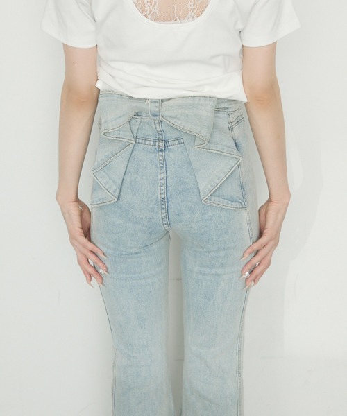 TITTY&CO.（ティティーアンドコー）の「バックリボンデニムパンツ（デニムパンツ・レディース・ホワイト/ブルー・MEDIUM/SMALL）」の13枚目の写真