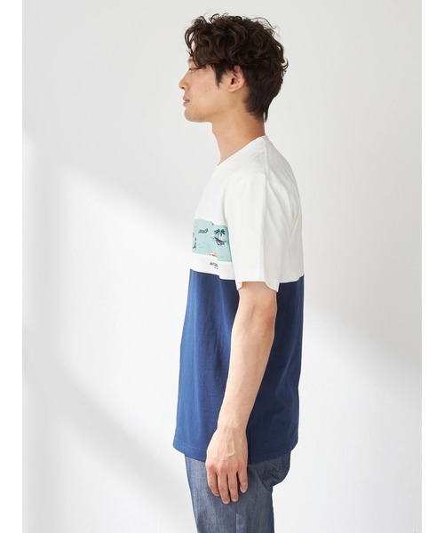 McGREGOR(マックレガー)の「リゾートTシャツ(切替デザイン)(Tシャツ/カットソー・メンズ・ネイビー/アイボリー・L/M/XL)」の4枚目の写真