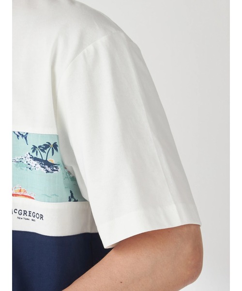 McGREGOR(マックレガー)の「リゾートTシャツ(切替デザイン)(Tシャツ/カットソー・メンズ・ネイビー/アイボリー・L/M/XL)」の7枚目の写真