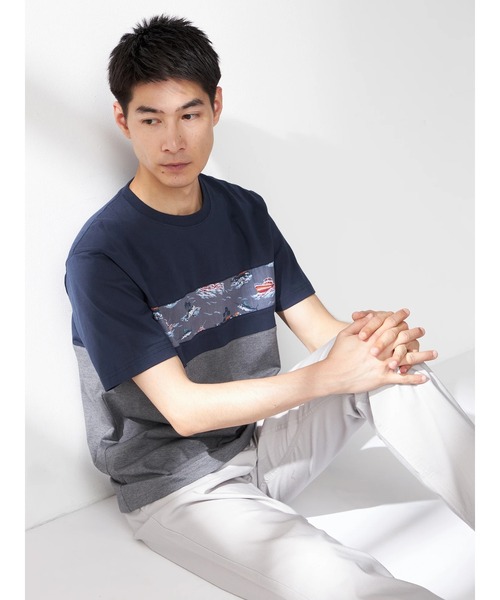 McGREGOR(マックレガー)の「リゾートTシャツ(切替デザイン)(Tシャツ/カットソー・メンズ・ネイビー/アイボリー・L/M/XL)」の10枚目の写真