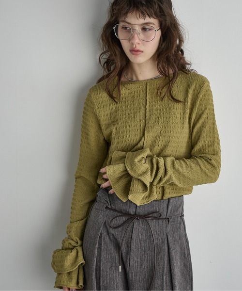 THE YOn(ザヨン)の「シュシュセットリップルトップス(Tシャツ/カットソー・レディース・オリーブ/グレイッシュベージュ/ブラック/アイボリー・FREE)」の18枚目の写真