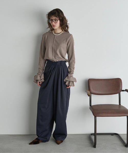 THE YOn(ザヨン)の「シュシュセットリップルトップス(Tシャツ/カットソー・レディース・オリーブ/グレイッシュベージュ/ブラック/アイボリー・FREE)」の17枚目の写真