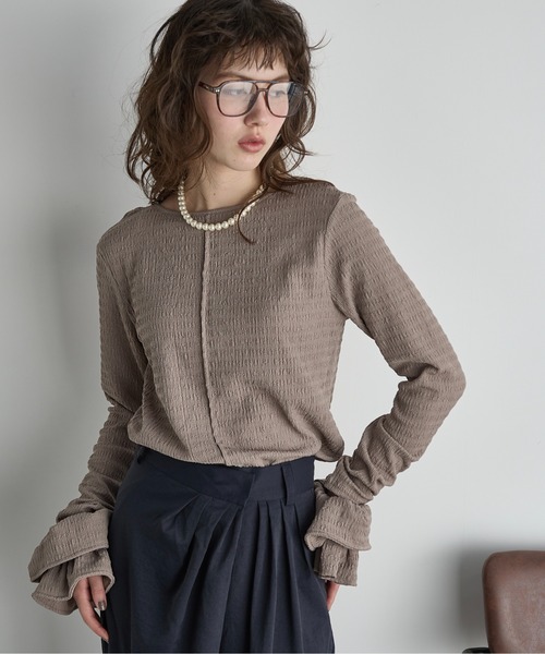 THE YOn(ザヨン)の「シュシュセットリップルトップス(Tシャツ/カットソー・レディース・オリーブ/グレイッシュベージュ/ブラック/アイボリー・FREE)」の11枚目の写真