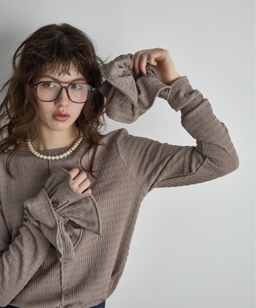 THE YOn(ザヨン)の「シュシュセットリップルトップス(Tシャツ/カットソー・レディース・オリーブ/グレイッシュベージュ/ブラック/アイボリー・FREE)」の15枚目の写真