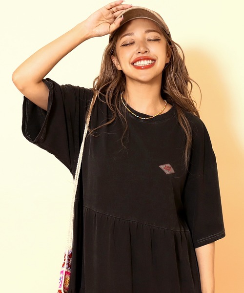 anap mimpi（アナップミンピ）の「ピグメント加工 ティアードロングワンピース（ワンピース・レディース・イエロー/グリーン/ブラック・FREE）」の8枚目の写真