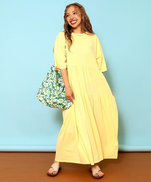 anap mimpi（アナップミンピ）の「ピグメント加工 ティアードロングワンピース（ワンピース・レディース・イエロー/グリーン/ブラック・FREE）」の22枚目の写真