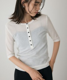 バックオープンヘンリーネックTシャツ 秋服 / 2WAY
