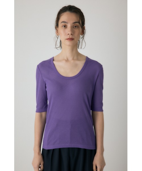 crie conforto(クリーコンフォルト)の「バックオープンヘンリーネックTシャツ 秋服 / 2WAY(Tシャツ/カットソー・レディース・パープル/アイボリー/ブラック/チャコールグレー/ブラウン・FREE)」の18枚目の写真