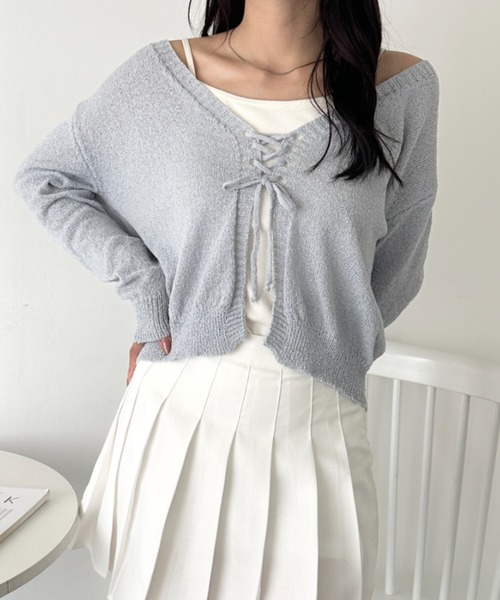 wears(ウェアーズ)の「レースアップニットボレロカーディガン(Tシャツ/カットソー・レディース・ブラック/ライトブルー/ホワイト・FREE)」の22枚目の写真