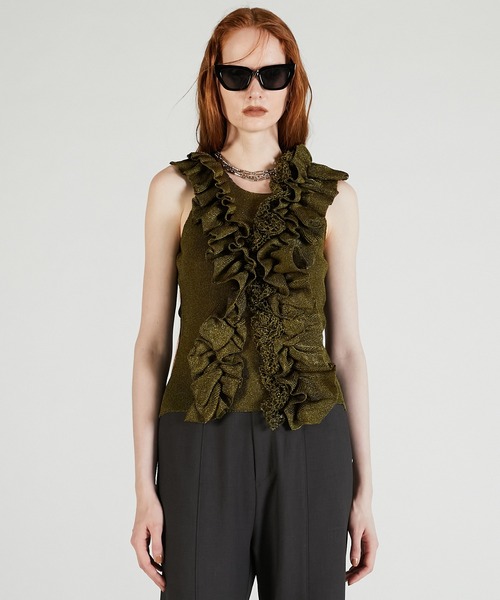 PRANK PROJECT（プランクプロジェクト）の「フリルモチーフニット / Frill Motif Knit（ニット/セーター・レディース・ゴールド/ホワイト/ブラック・FREE）」の17枚目の写真