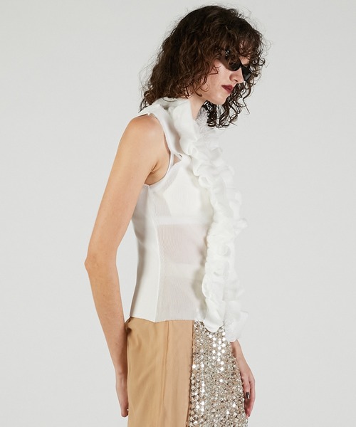 PRANK PROJECT（プランクプロジェクト）の「フリルモチーフニット / Frill Motif Knit（ニット/セーター・レディース・ゴールド/ホワイト/ブラック・FREE）」の12枚目の写真