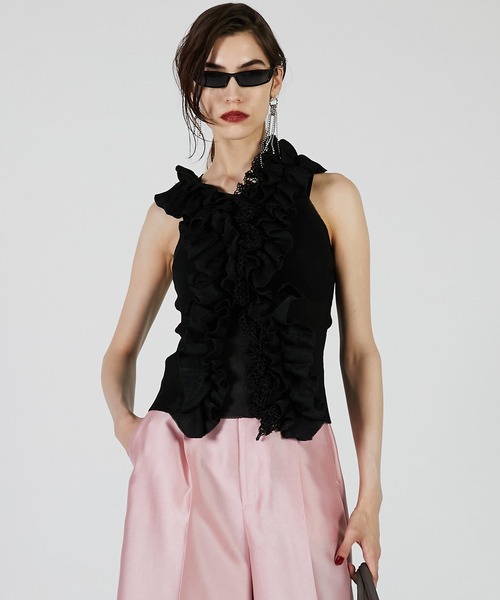 PRANK PROJECT（プランクプロジェクト）の「フリルモチーフニット / Frill Motif Knit（ニット/セーター・レディース・ゴールド/ホワイト/ブラック・FREE）」の13枚目の写真