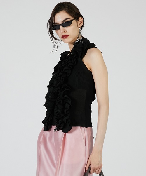 PRANK PROJECT（プランクプロジェクト）の「フリルモチーフニット / Frill Motif Knit（ニット/セーター・レディース・ゴールド/ホワイト/ブラック・FREE）」の14枚目の写真