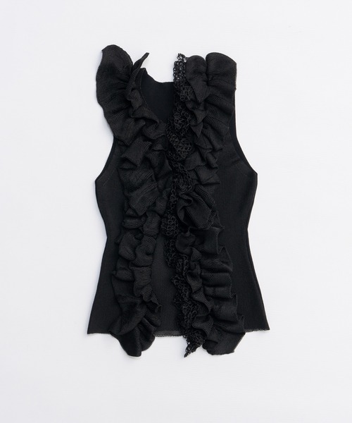 PRANK PROJECT（プランクプロジェクト）の「フリルモチーフニット / Frill Motif Knit（ニット/セーター・レディース・ゴールド/ホワイト/ブラック・FREE）」の22枚目の写真