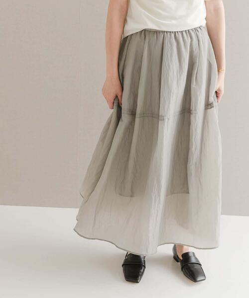 URBAN RESEARCH ROSSO WOMEN（アーバンリサーチ　ロッソ）の「ブライトギャザースカート（スカート・レディース・グレー/ブラウン・FREE）」の4枚目の写真