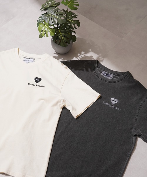 MEMORY】ハートワンポイント刺繍 S/S Tシャツ / Heart one point
