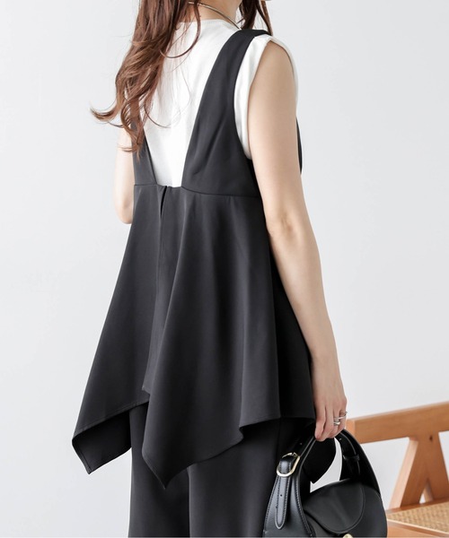 SUGAR BISKET（シュガービスケット）の「ドレープペプラムサロペット（サロペット/オーバーオール・レディース・ブラック/ネイビー/ベージュ/モカ・M/L）」の7枚目の写真