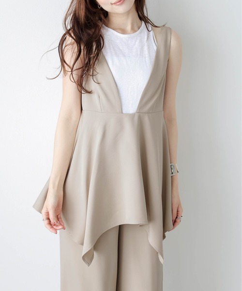 SUGAR BISKET（シュガービスケット）の「ドレープペプラムサロペット（サロペット/オーバーオール・レディース・ブラック/ネイビー/ベージュ/モカ・M/L）」の19枚目の写真