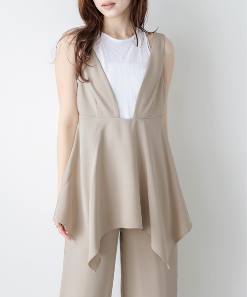 SUGAR BISKET（シュガービスケット）の「ドレープペプラムサロペット（サロペット/オーバーオール・レディース・ブラック/ネイビー/ベージュ/モカ・M/L）」の20枚目の写真