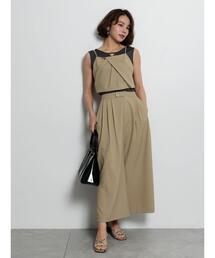 金釦麻調タックガウチョパンツ（セットアップ可）