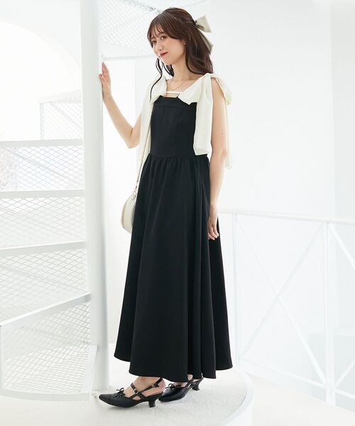 MAJESTIC LEGON（マジェスティックレゴン）の「配色肩リボンワンピース（ワンピース・レディース・ブラック/ベージュ/ベージュ系その他2/グレー系その他・MEDIUM/SMALL/X-SMALL）」の17枚目の写真