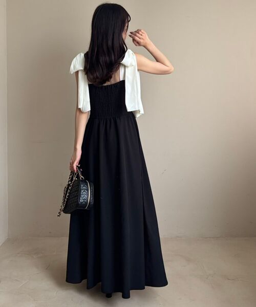 MAJESTIC LEGON（マジェスティックレゴン）の「配色肩リボンワンピース（ワンピース・レディース・ブラック/ベージュ/ベージュ系その他2/グレー系その他・MEDIUM/SMALL/X-SMALL）」の19枚目の写真