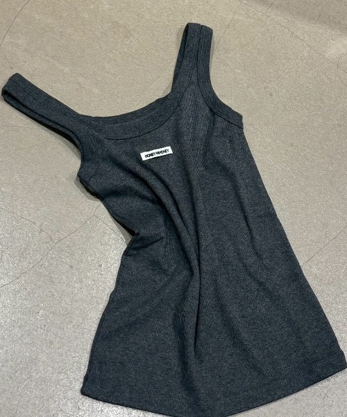 HONEY MI HONEY（ハニーミーハニー）の「logo name rib tank top（タンクトップ・レディース・アイボリー/ブラック/チャコールグレー・FREE）」の2枚目の写真