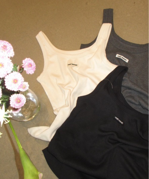 HONEY MI HONEY（ハニーミーハニー）の「logo name rib tank top（タンクトップ・レディース・アイボリー/ブラック/チャコールグレー・FREE）」の7枚目の写真