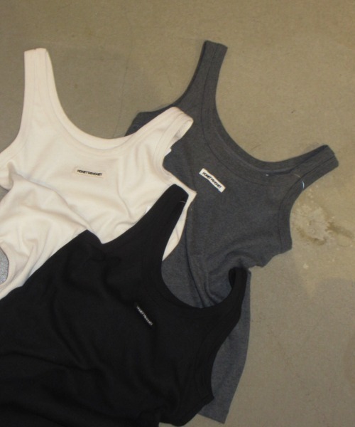 HONEY MI HONEY（ハニーミーハニー）の「logo name rib tank top（タンクトップ・レディース・アイボリー/ブラック/チャコールグレー・FREE）」の8枚目の写真