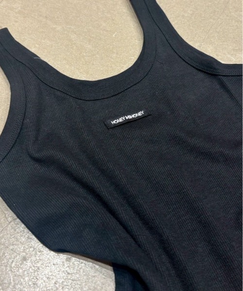 HONEY MI HONEY（ハニーミーハニー）の「logo name rib tank top（タンクトップ・レディース・アイボリー/ブラック/チャコールグレー・FREE）」の11枚目の写真